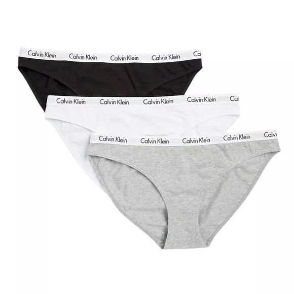 Calvin Klein Women's Carousel Bikini Panty 3 Pack QD3588 999 Black, White, Grey - Picture 1 of 4